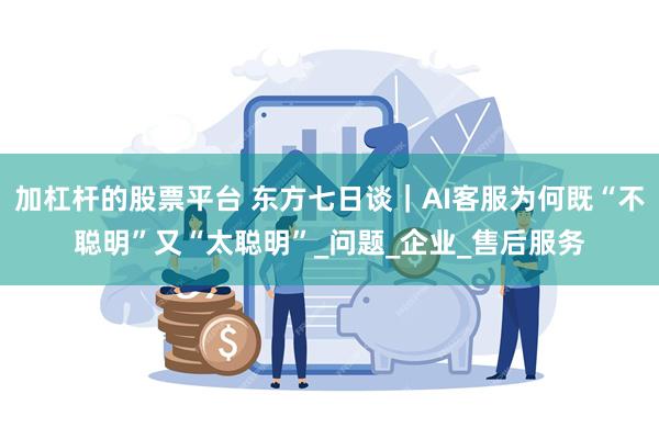 加杠杆的股票平台 东方七日谈｜AI客服为何既“不聪明”又“太聪明”_问题_企业_售后服务